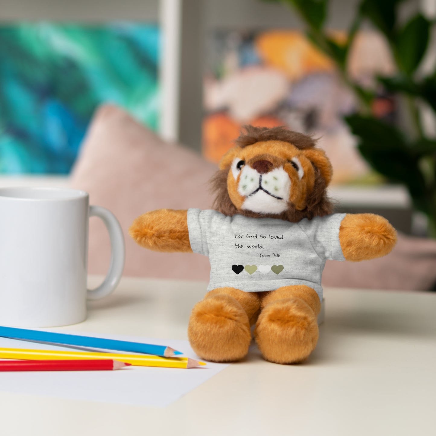 Christan Plush Toy, John 3:16  — Stuffed Animal with 'I Am a Child of God' T‑Shirt