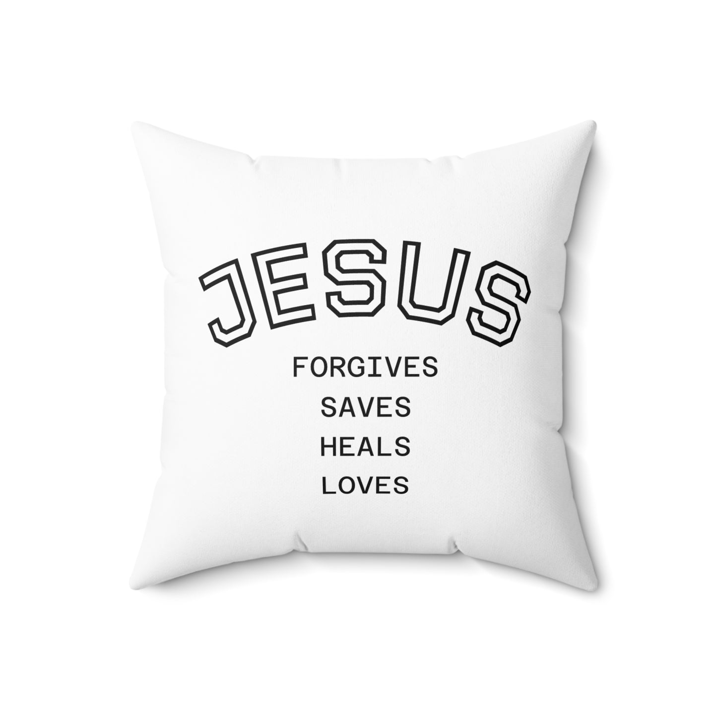 Jesus Square Pillow — Chrisian Decorative Throw Pillow, White & Black