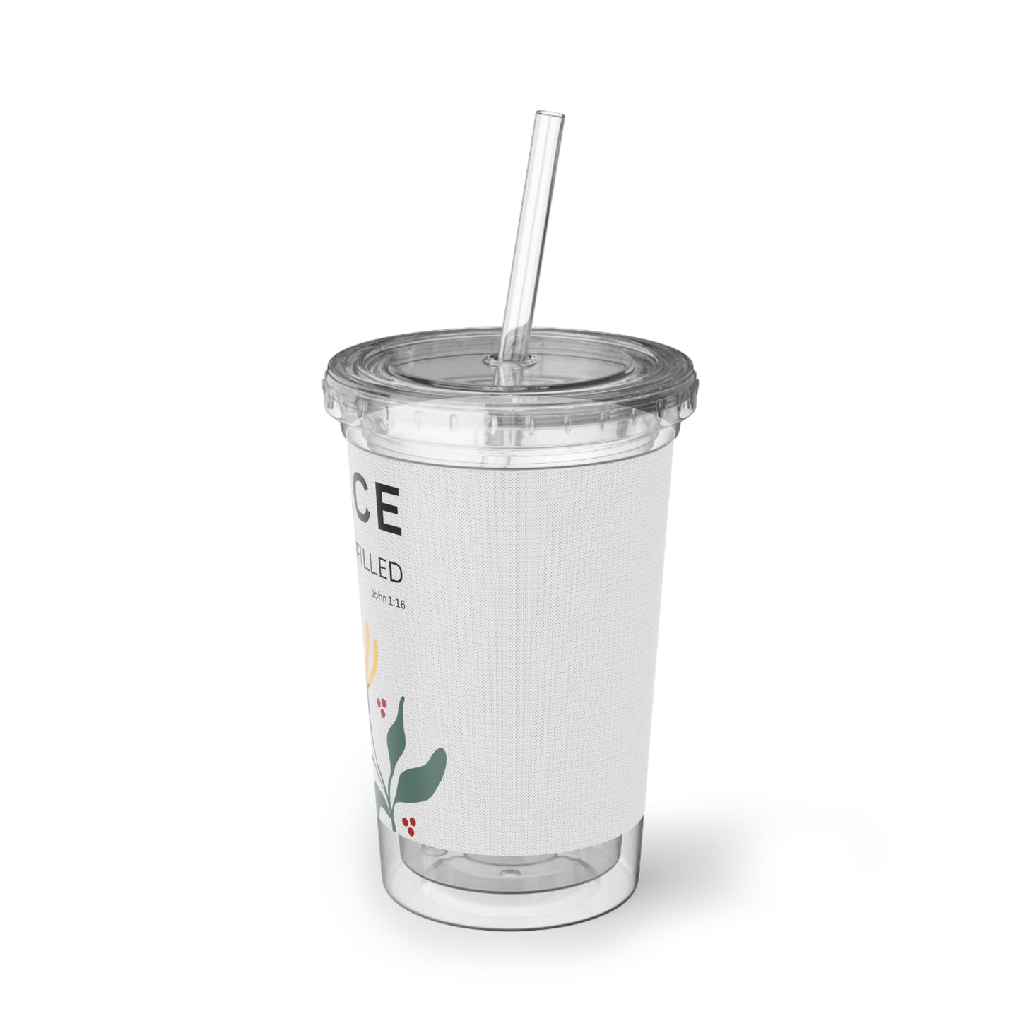 Grace-filled Acrylic Tumbler — Floral Faith Travel Cup (John 1:16)