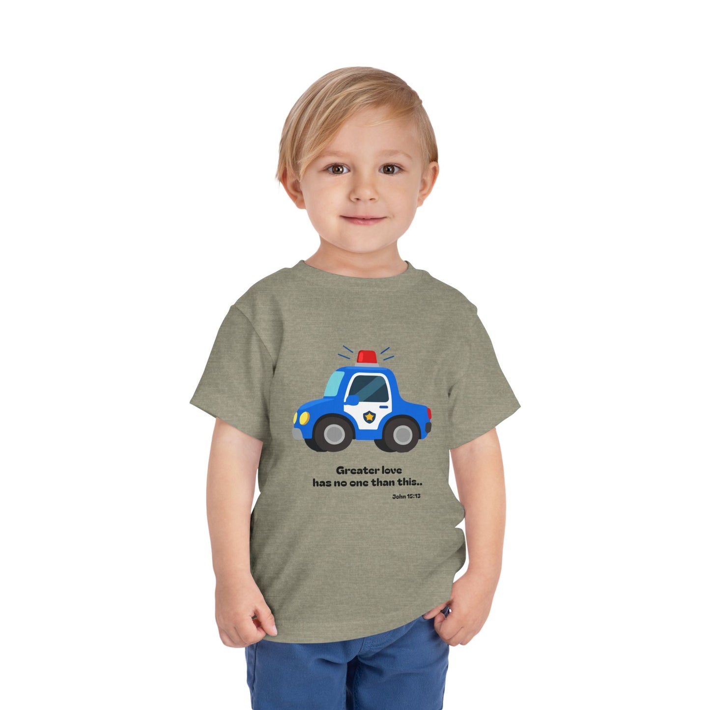 Christian Toddler Tee — Police Car Graphic (John 15:13)