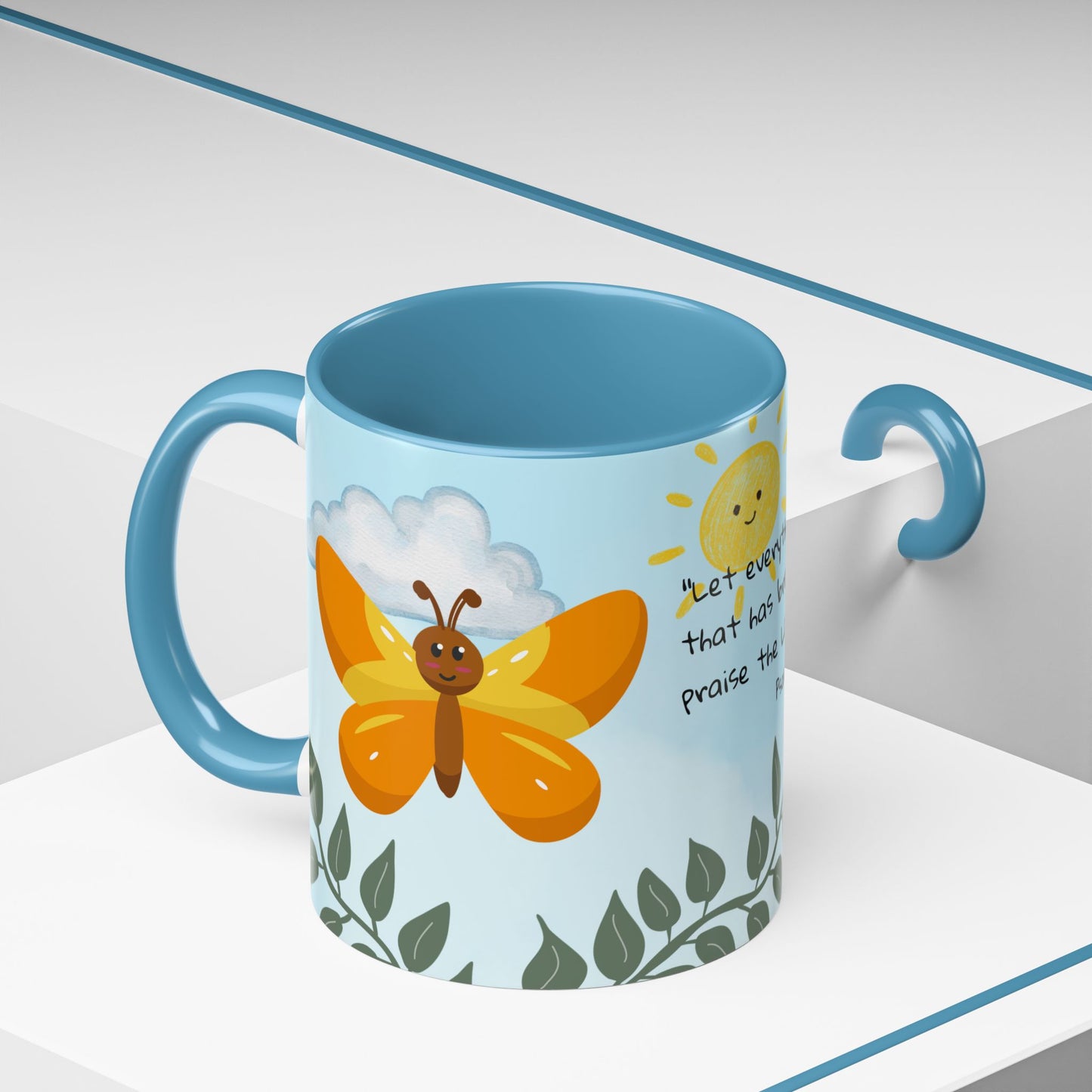 Butterfly Coffee Mug — Christian Ceramic Mug (Psalm 150:6)