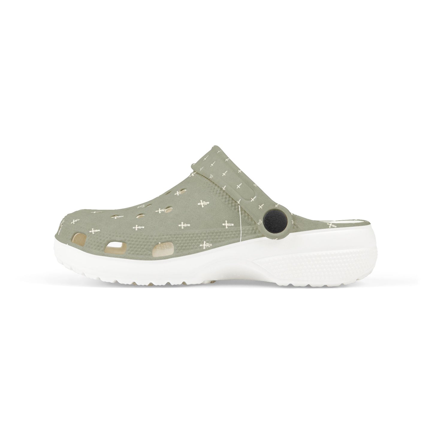 Kids EVA Foam Clogs  with Charms— Sage Cross Pattern Christian Slip-Ons