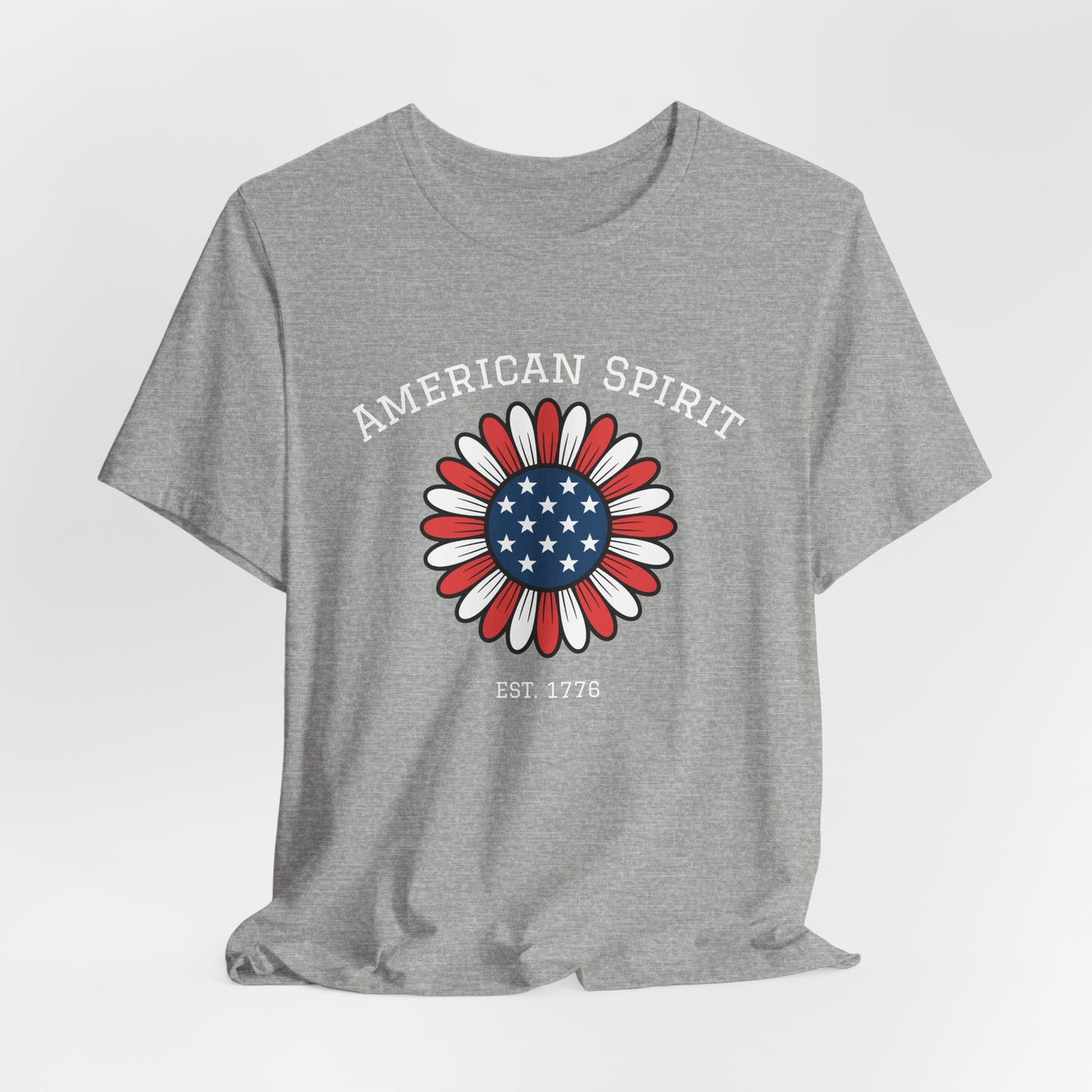 American Spirit T-Shirt — Patriotic Daisy Graphic Tee (Est. 1776)