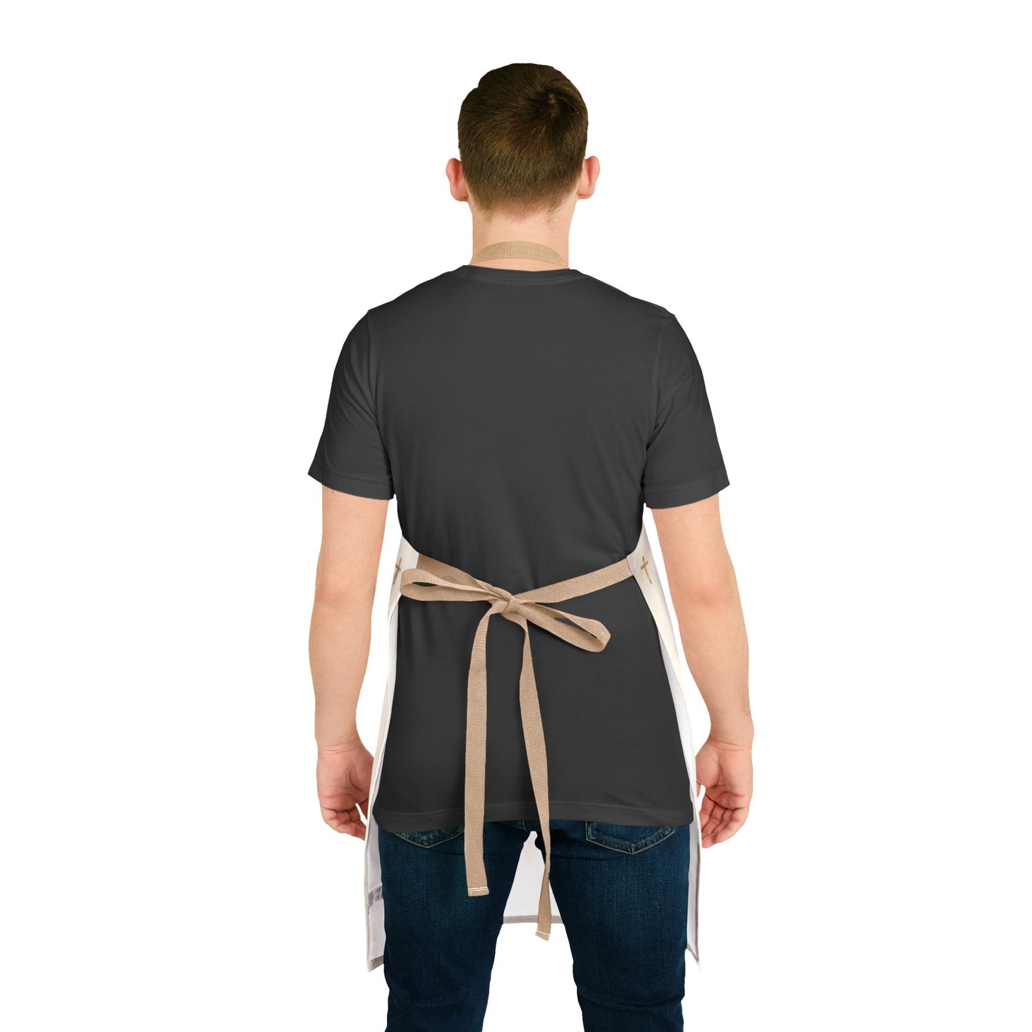 Christian Cross Creme Apron — large print, Faith Kitchen Apron