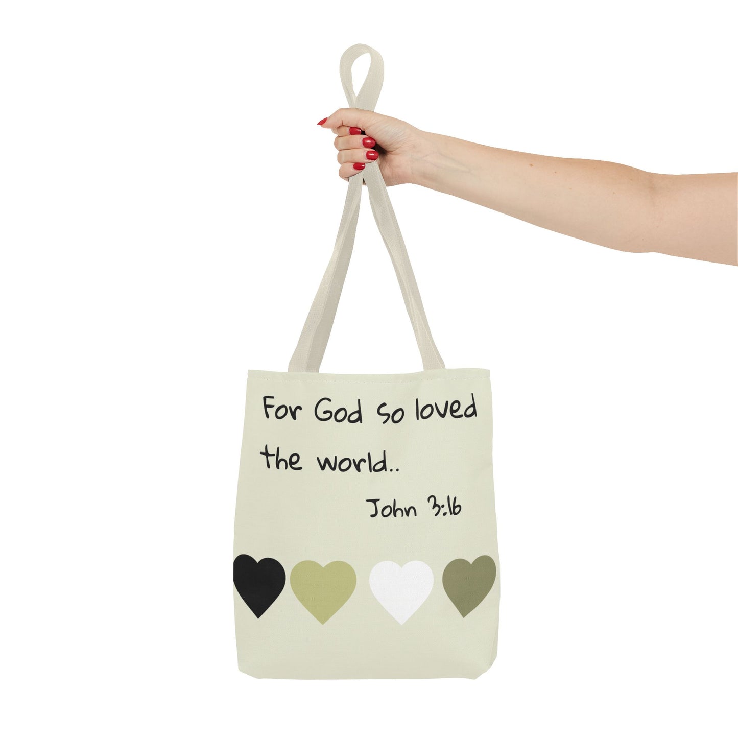 John 3:16 Scripture Tote Bag — "For God so loved the world" Religious Canvas Tote