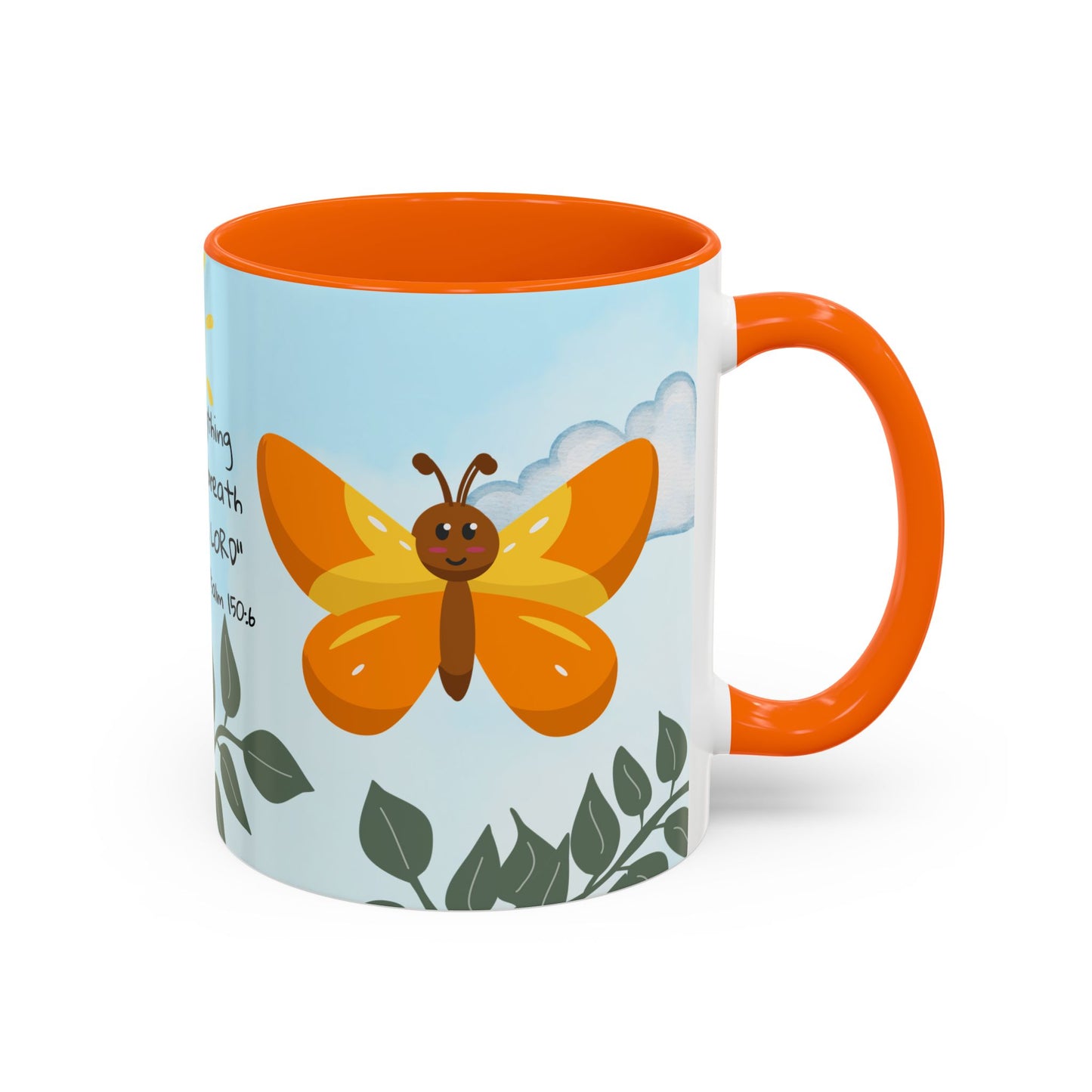 Butterfly Coffee Mug — Christian Ceramic Mug (Psalm 150:6)