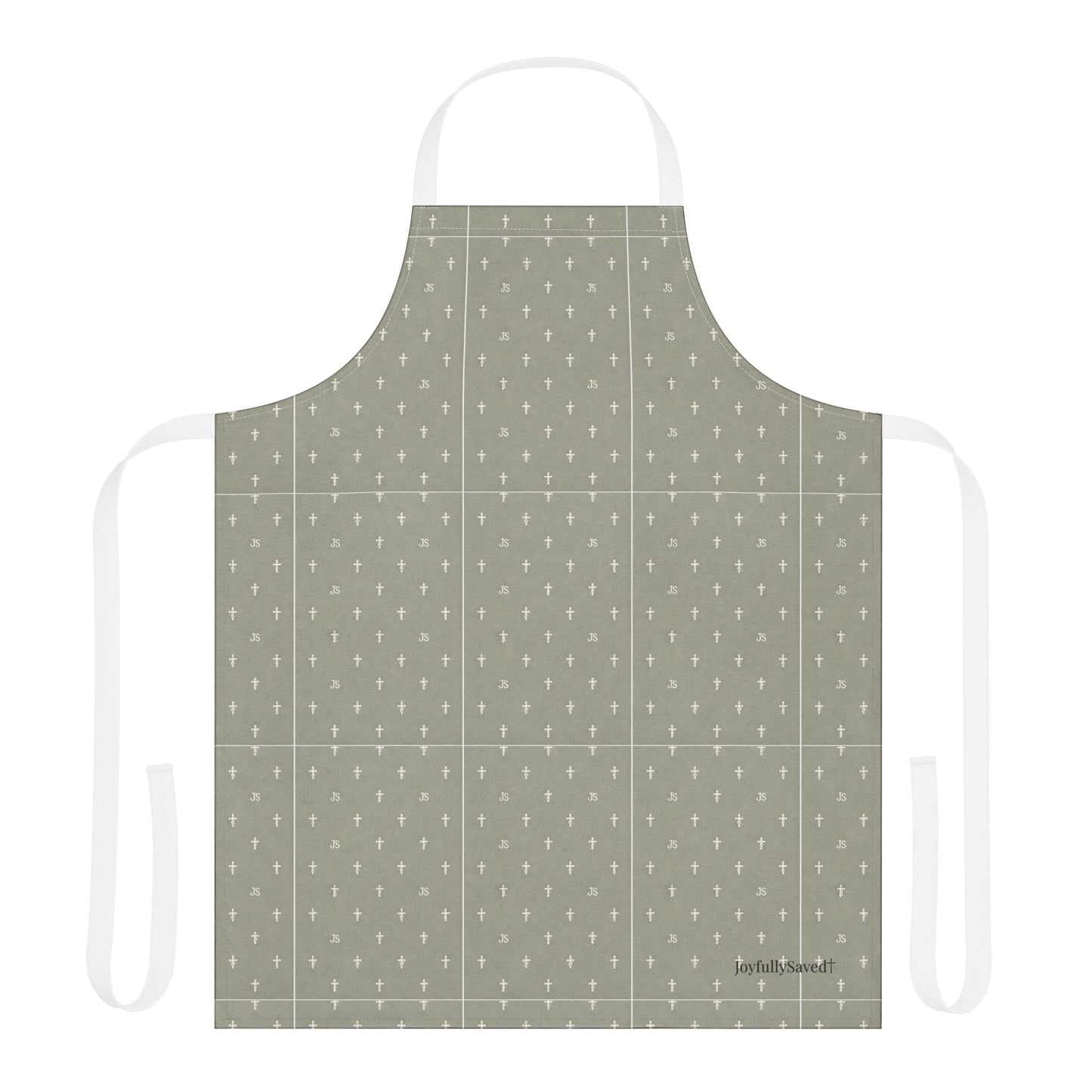 Christian Cross Sage Apron —Faith Kitchen Apron