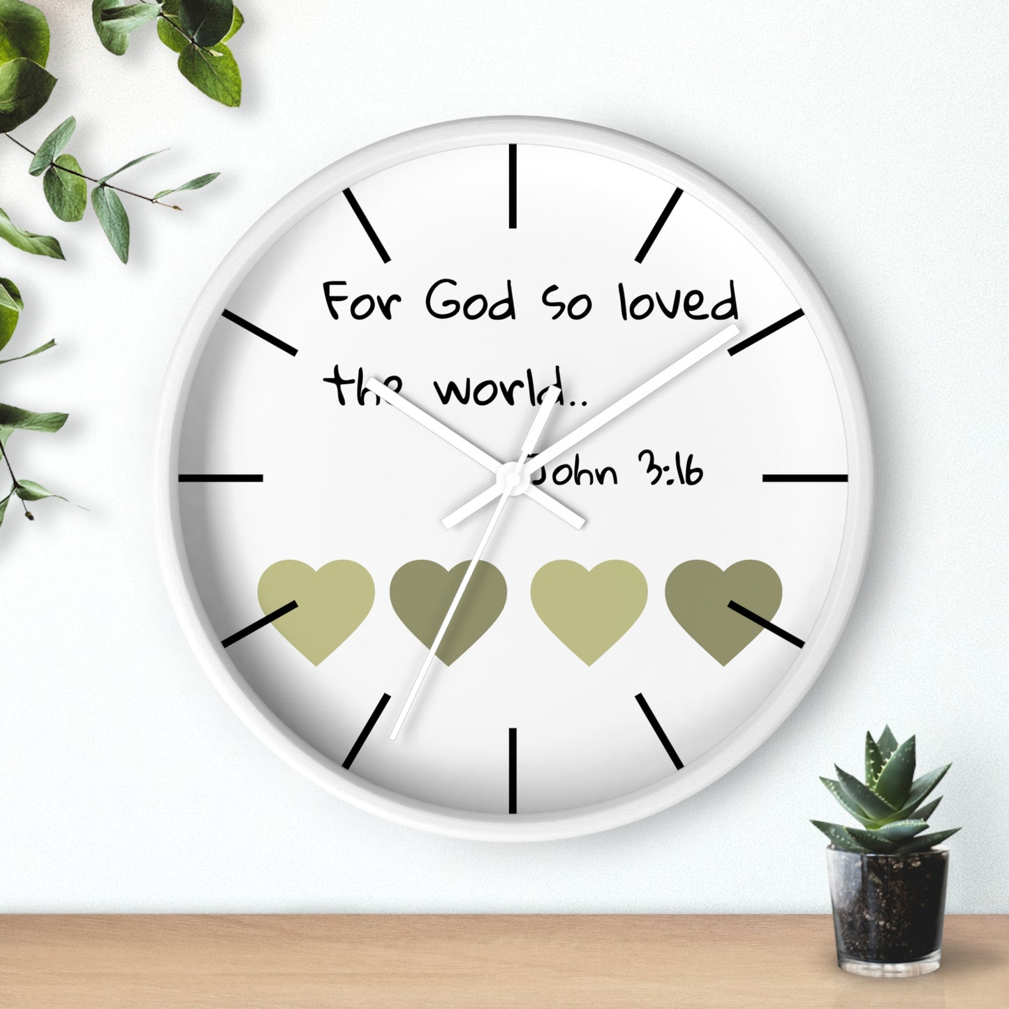 Wall Clock - "For God So Loved the World" John 3:16 Christian Heart Wall Clock