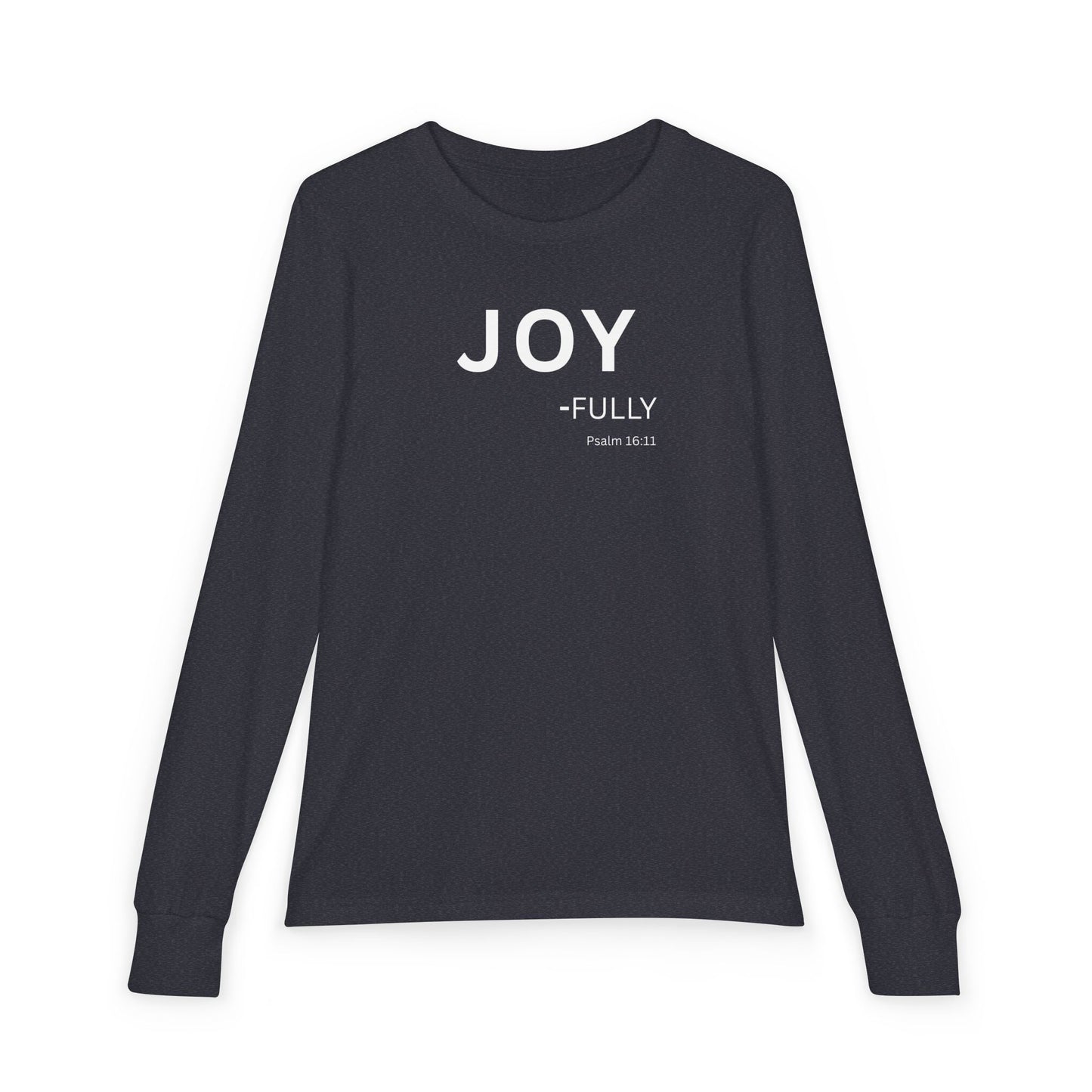 Joy-fully Psalm 16:11 Youth Jersey Long Sleeve Tee | Christian youth Shirt