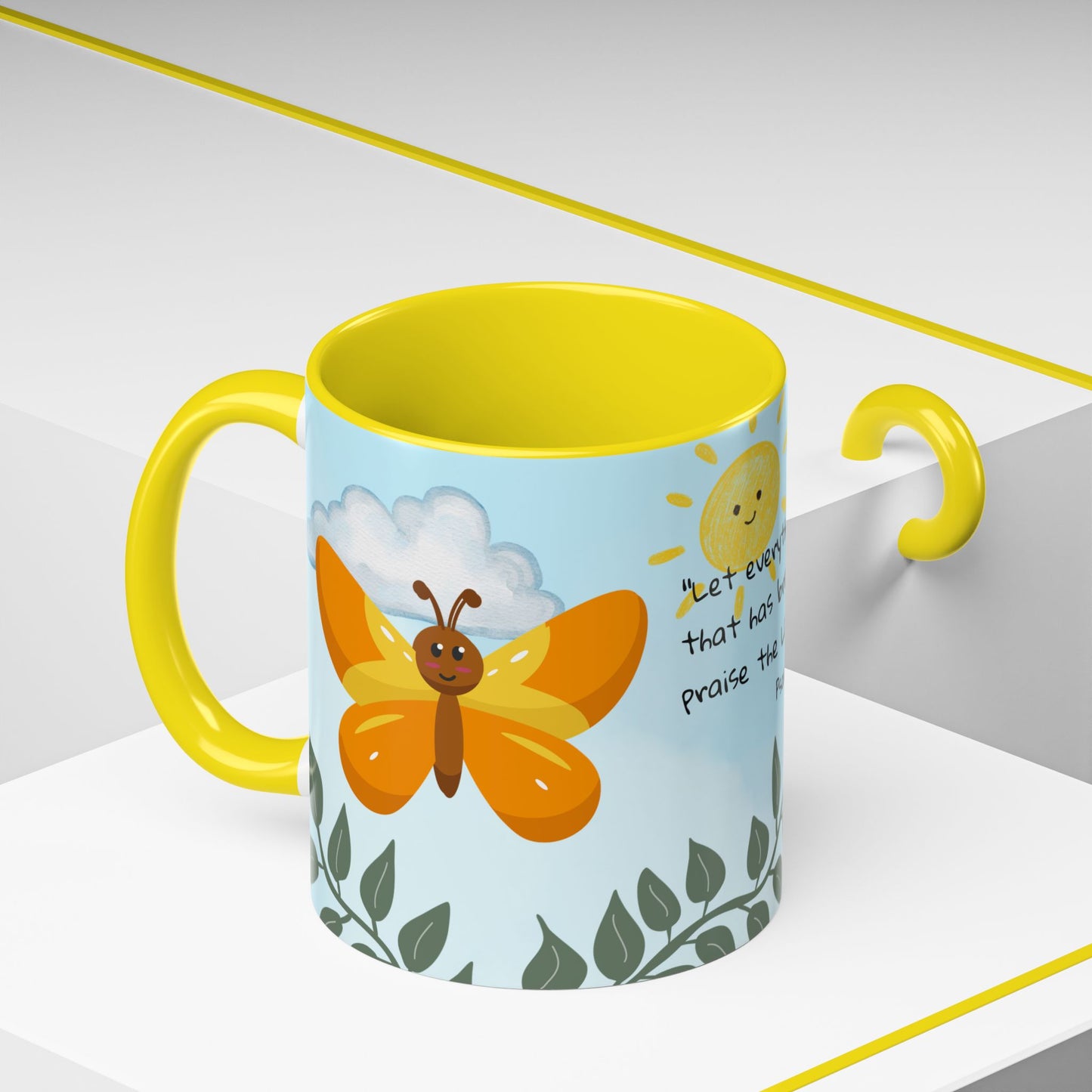 Butterfly Coffee Mug — Christian Ceramic Mug (Psalm 150:6)