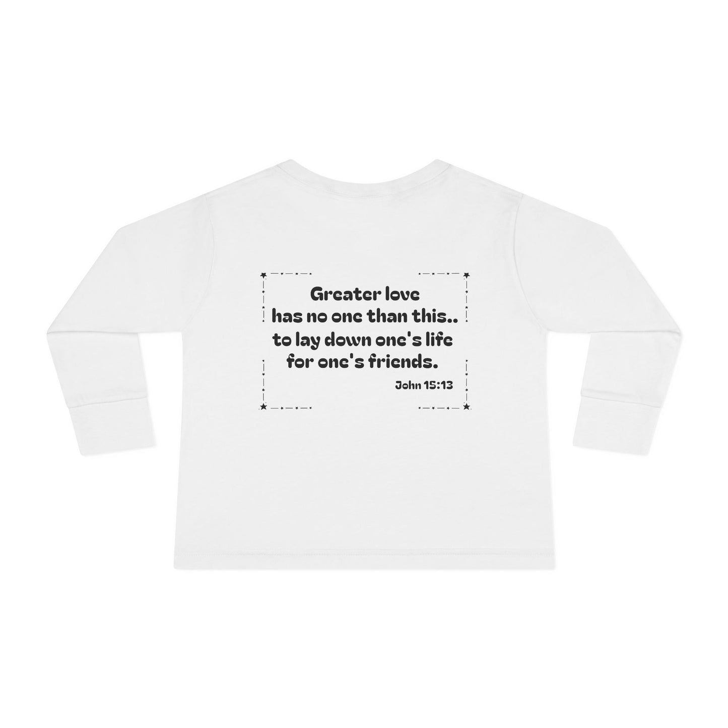 Christian Toddler Long Sleeve Tee — Hero Vehicles Kids Shirt (John 15:13)