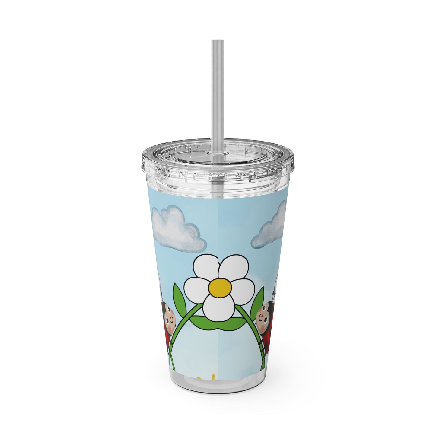 Ladybug 16oz Tumbler with Straw — Christian Cup (Psalm 150:6)