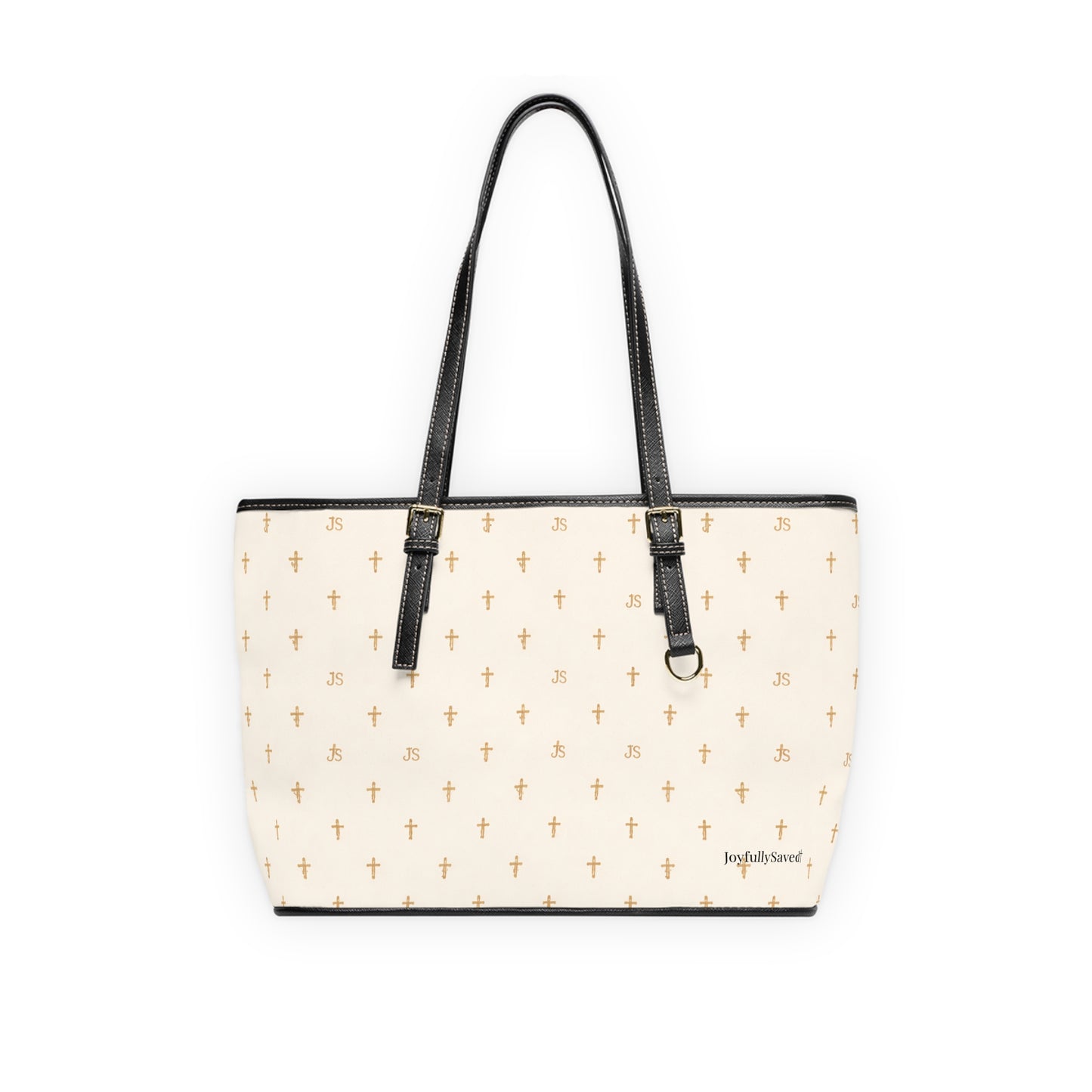 Signature Cross PU Leather Shoulder Bag — Christian, Cream Cross Pattern