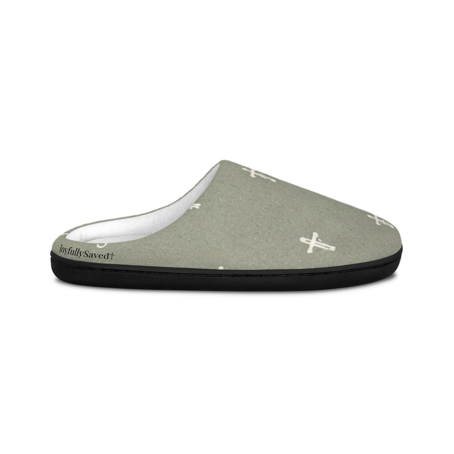 Christian Cross Pattern Women's Indoor Slippers — Signature JC Sage Design
