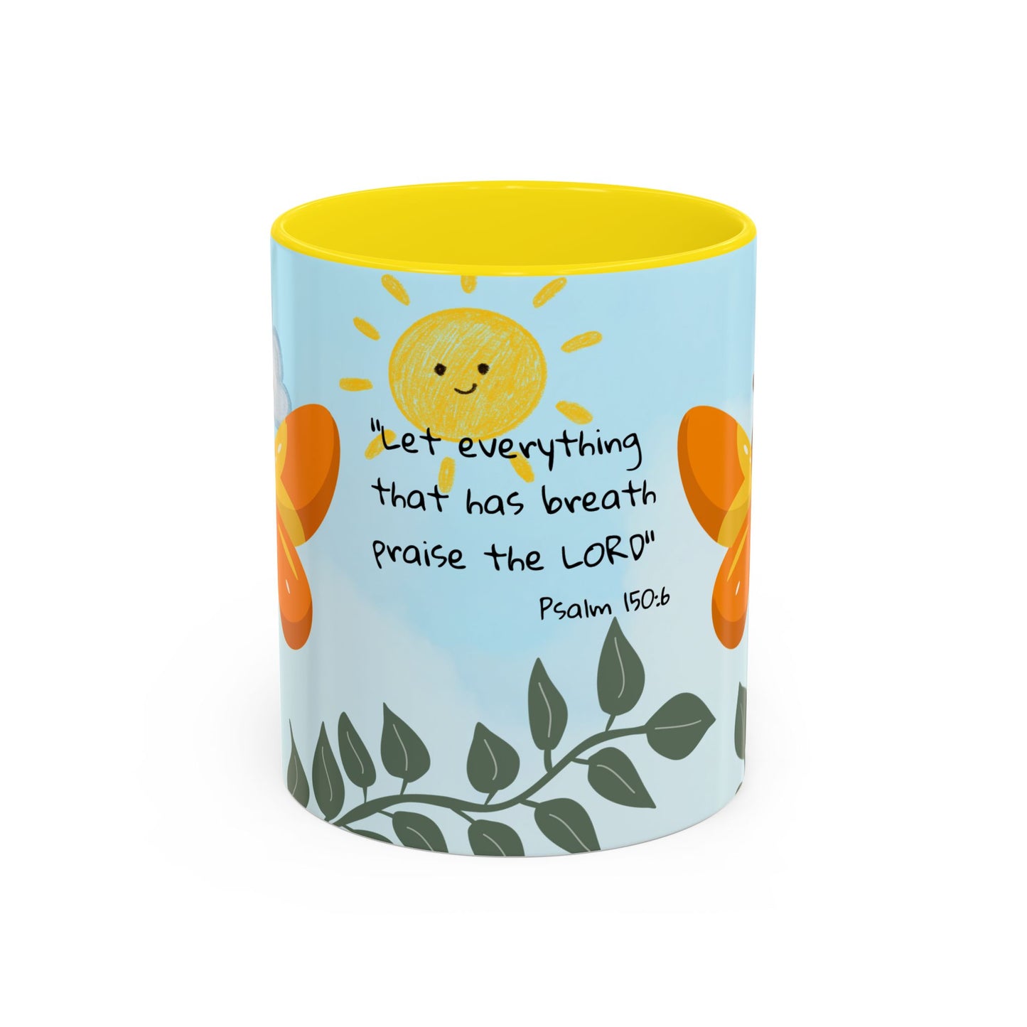 Butterfly Coffee Mug — Christian Ceramic Mug (Psalm 150:6)