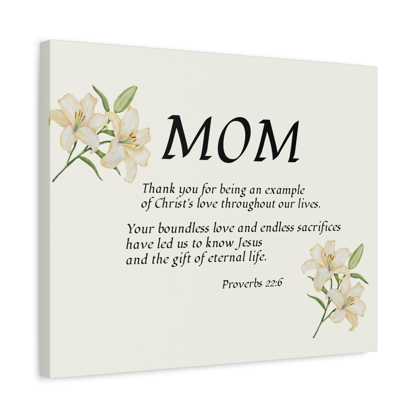 Christian Canvas Wall Art for Moms — Proverbs 22:6 "Thank You for Showing Christ's Love"