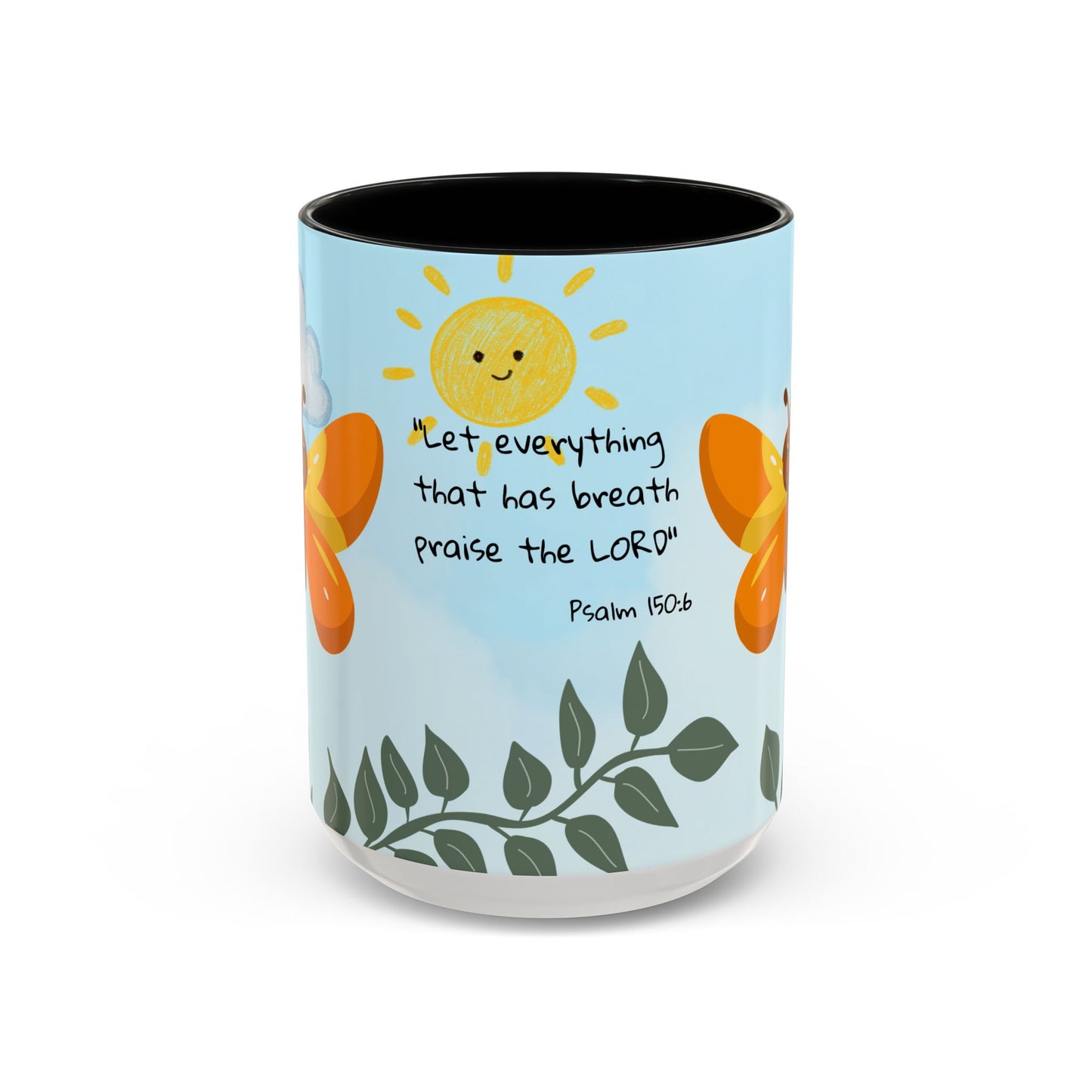 Butterfly Coffee Mug — Christian Ceramic Mug (Psalm 150:6)