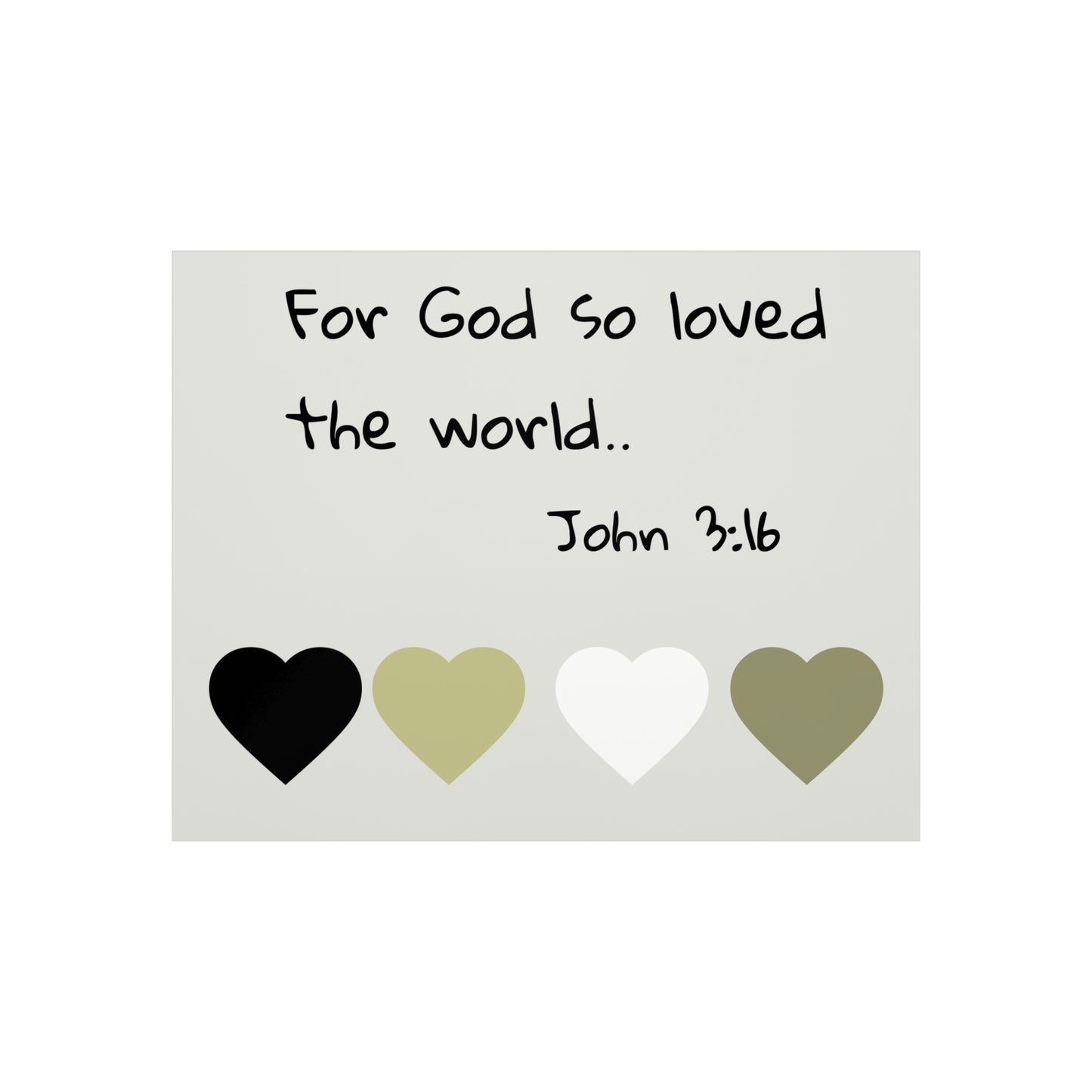 Foam Board — "For God So Loved the World" John 3:16 Christian Wall Art (Hearts Accent)