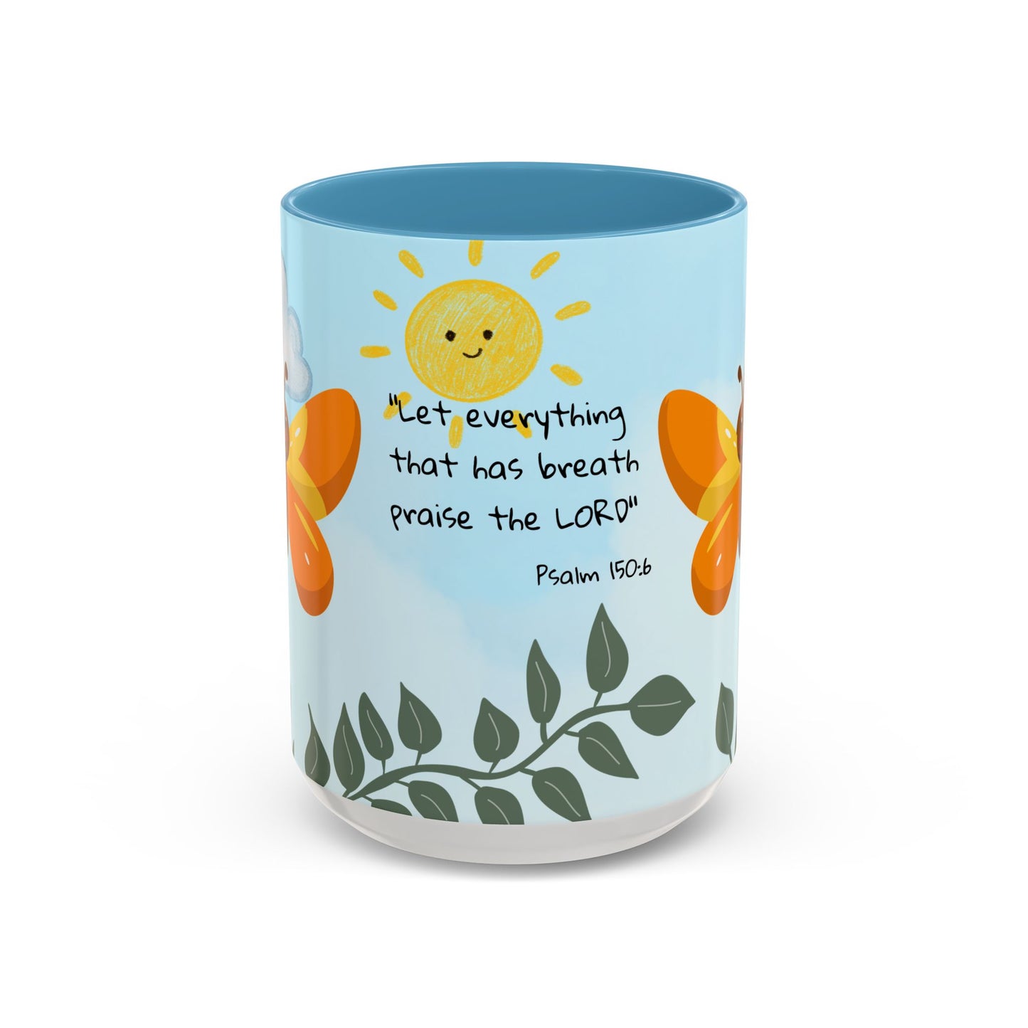 Butterfly Coffee Mug — Christian Ceramic Mug (Psalm 150:6)