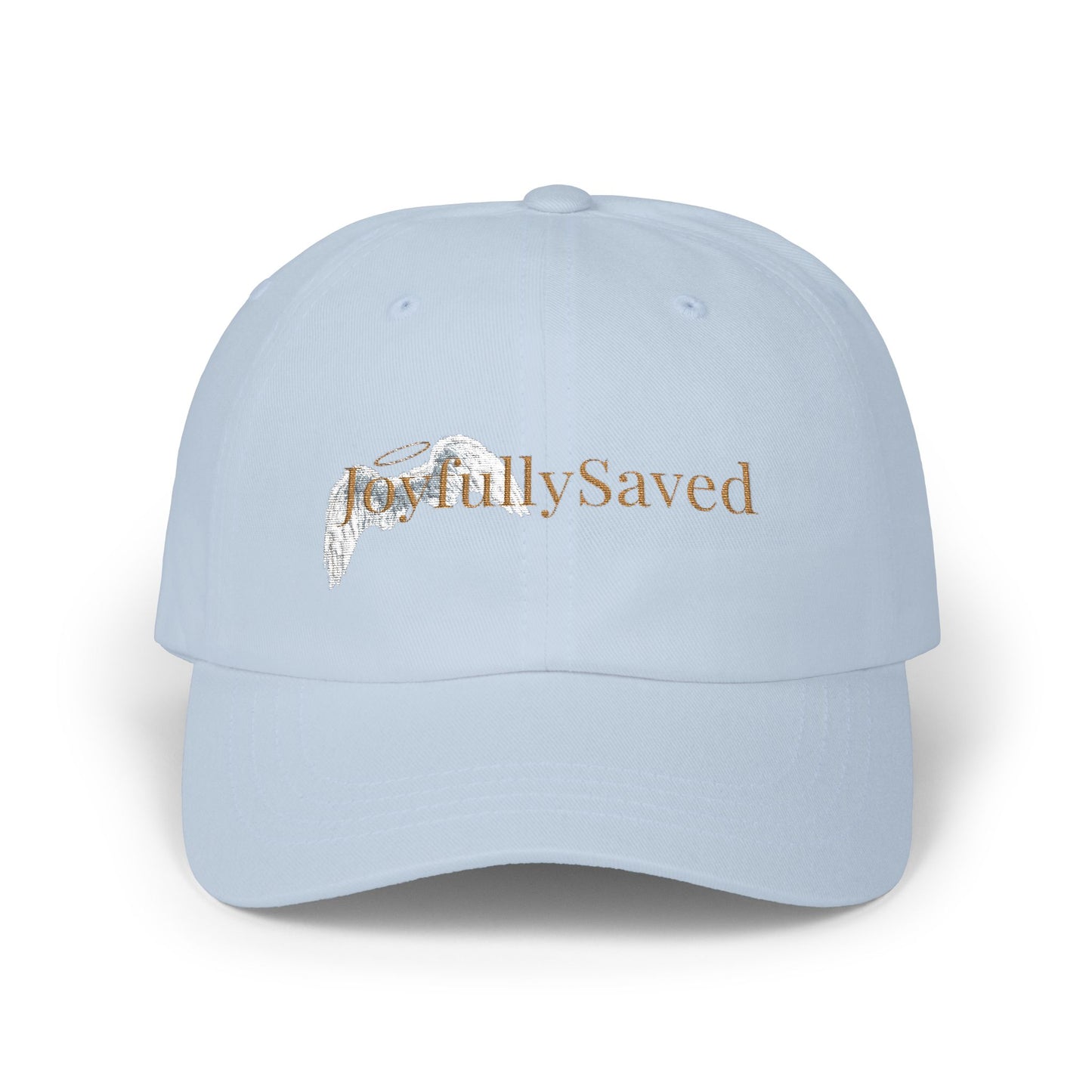 Joyfully Saved "dad" Cap, Logo only — Embroidered Hat, Gold text