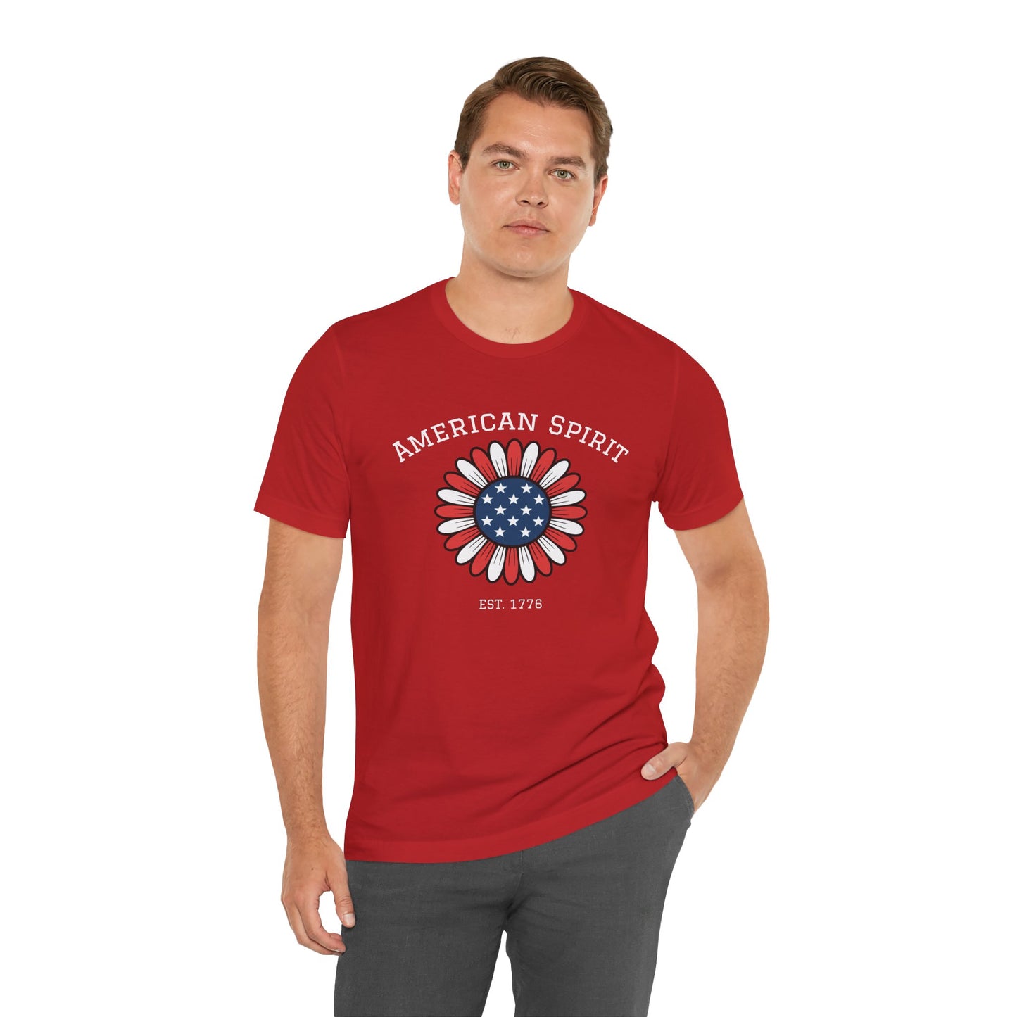 American Spirit T-Shirt — Patriotic Daisy Graphic Tee (Est. 1776)