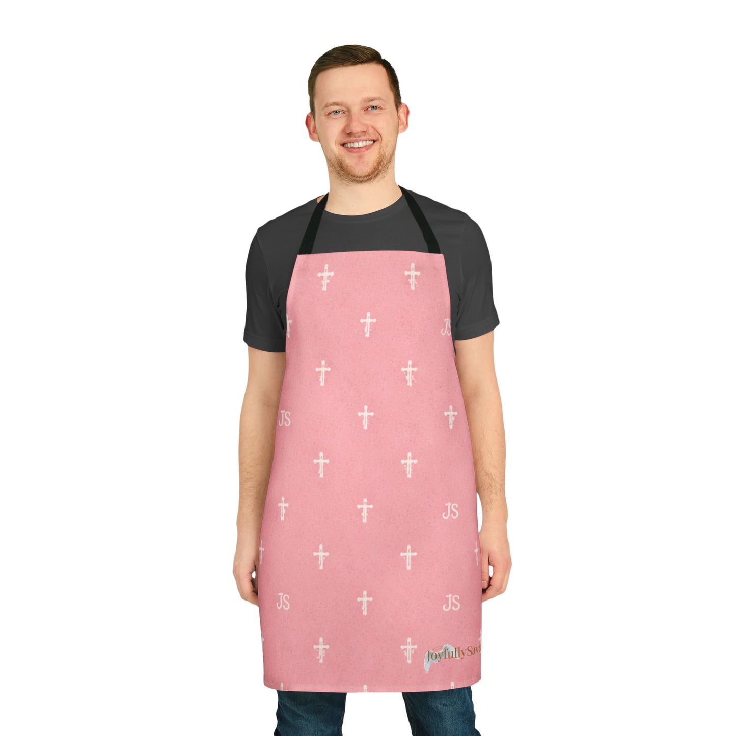 Christian Cross Pink Apron — large print, Faith Kitchen Apron