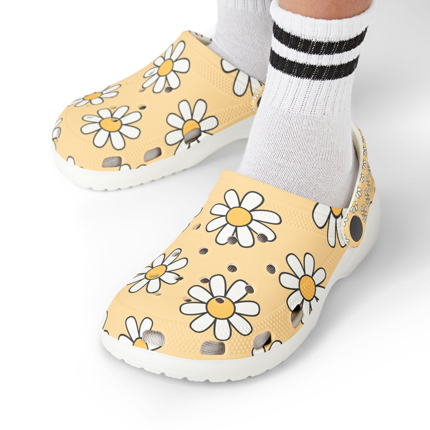 Kids EVA Foam Clogs  with Charms— Daisy Pattern Christian Slip-Ons